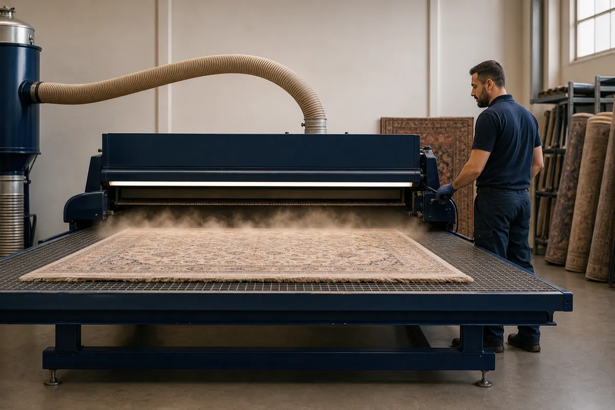 Steam Rug Cleaning equipment prepared for a Earls Court booking